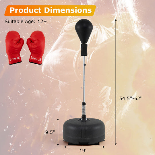 Height Adjustable Punching Bag with Stand for Teens & Adults