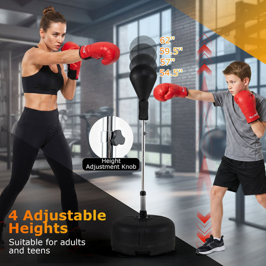 Height Adjustable Punching Bag with Stand for Teens & Adults