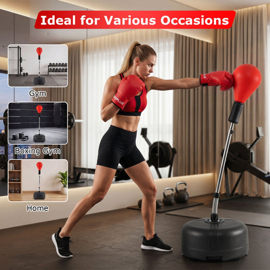 Height Adjustable Punching Bag with Stand for Teens & Adults