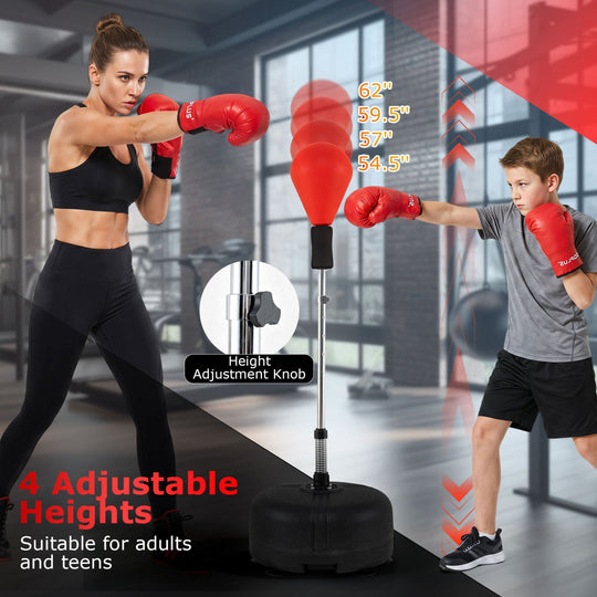 Height Adjustable Punching Bag with Stand for Teens & Adults