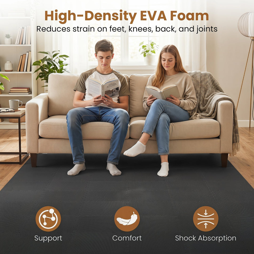 EVA Foam Floor Tiles 54-Pack with Borders and Non-Slip Surface