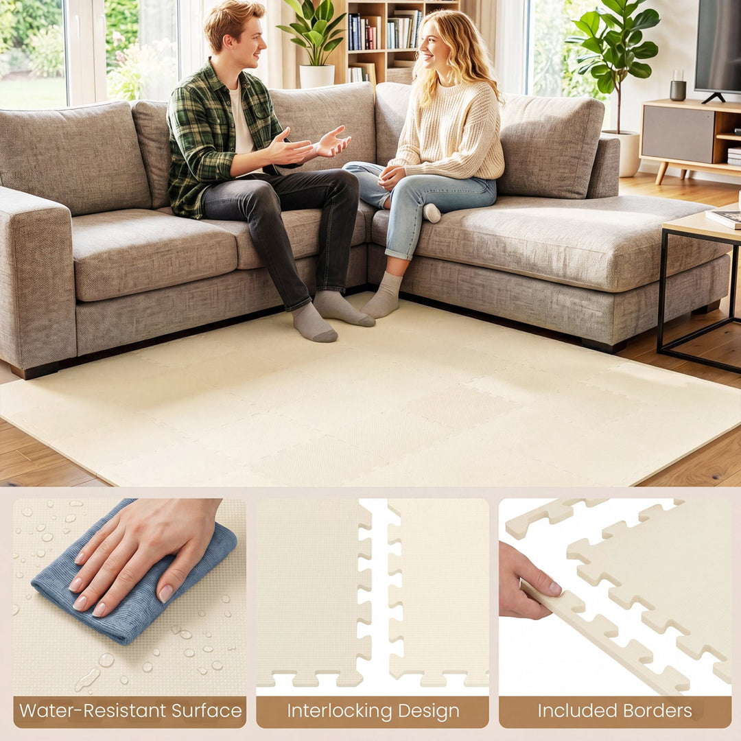 EVA Foam Floor Tiles 54-Pack with Borders and Non-Slip Surface