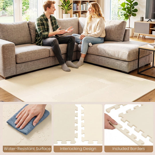 EVA Foam Floor Tiles 54-Pack with Borders and Non-Slip Surface