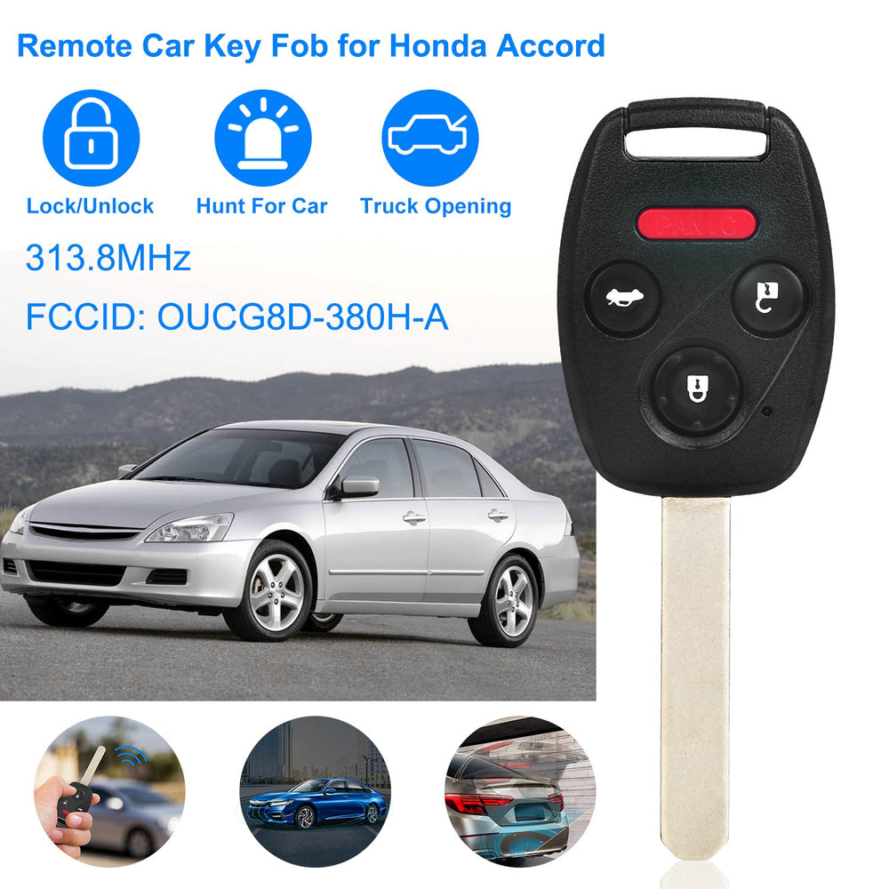 Fit For Honda Accord 2003-2007 Remote Keyless Entry Shell Button Car Key Fob Uncut Key Cover Case OUCG8D-380H-A FCCID 313.8MHz Frequency