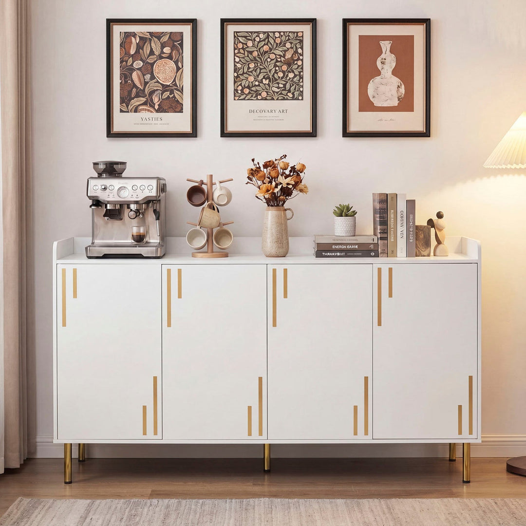 55" Buffet Cabinet with 4 Doors and Metal Legs