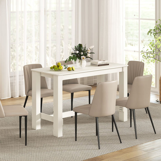 55 Inch Rectangular Farmhouse Kitchen Table for 4-6 People-White