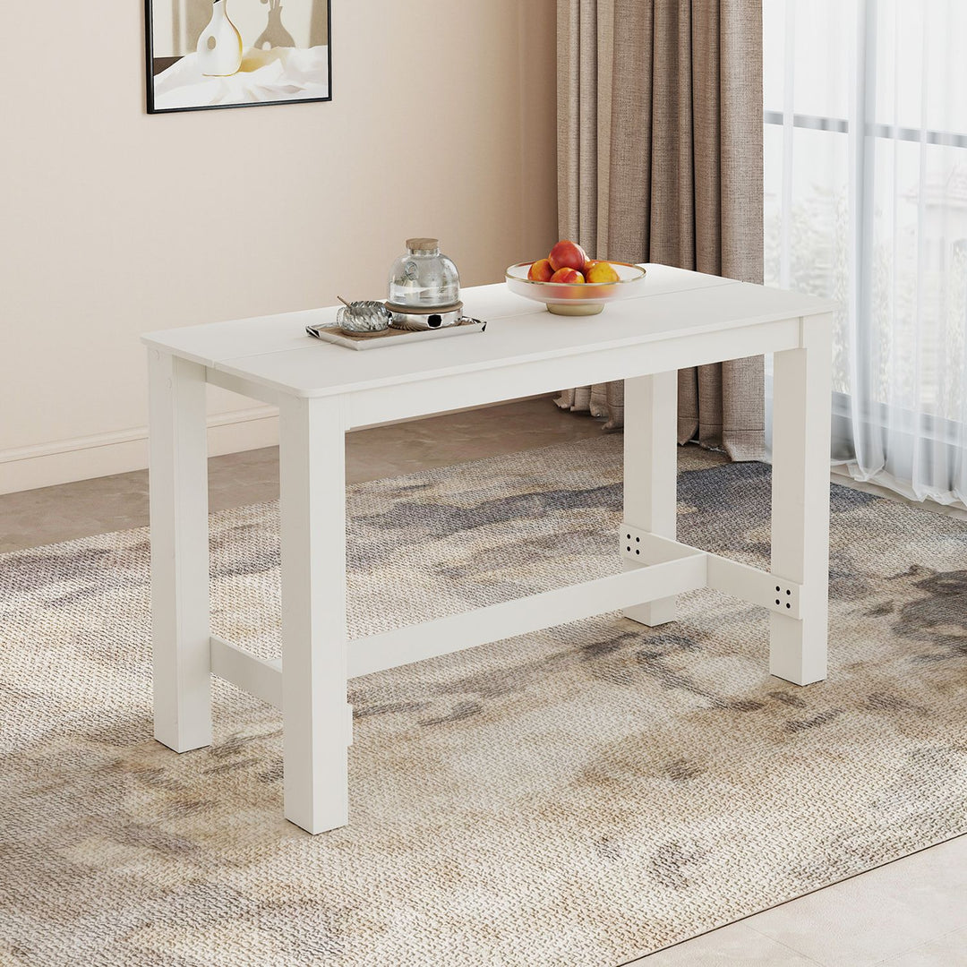 55 Inch Rectangular Farmhouse Kitchen Table for 4-6 People-White