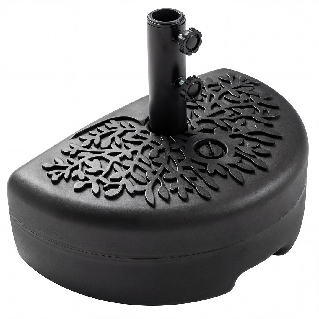 55 LBS Half Round Patio Umbrella Base for Deck Lawn Poolside-Black