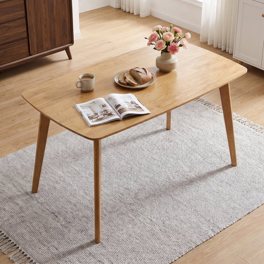 55" Solid Wood Dining Table for 4-6 People