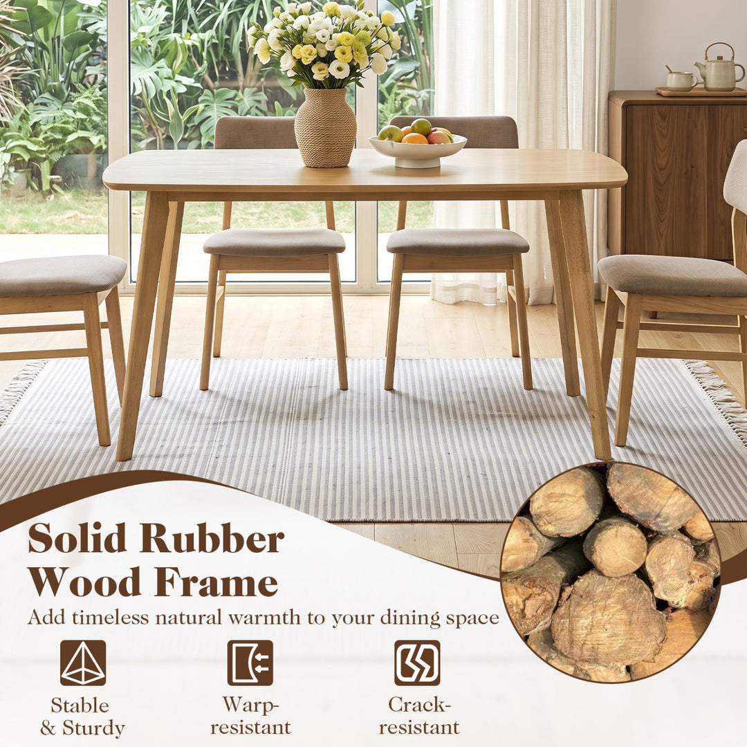 55" Solid Wood Dining Table for 4-6 People