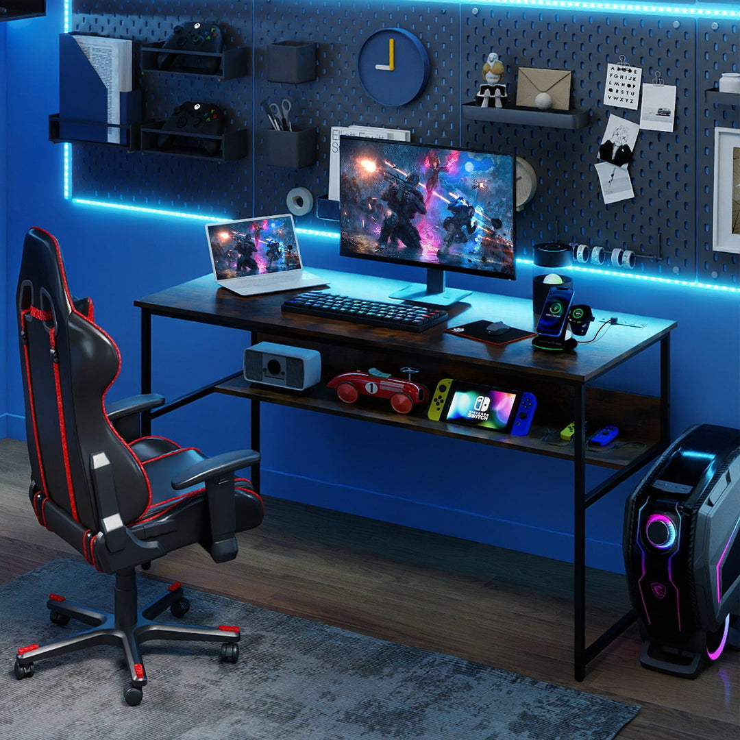 55 x 24 inch Computer Desk with Power Outlets and USB Ports