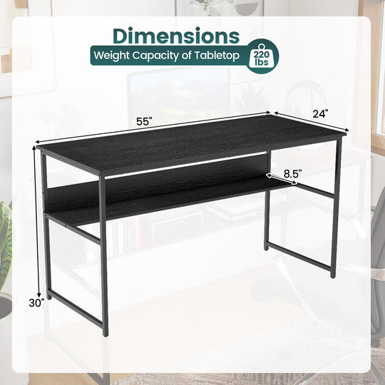 55 x 24 inch Computer Desk with Power Outlets and USB Ports