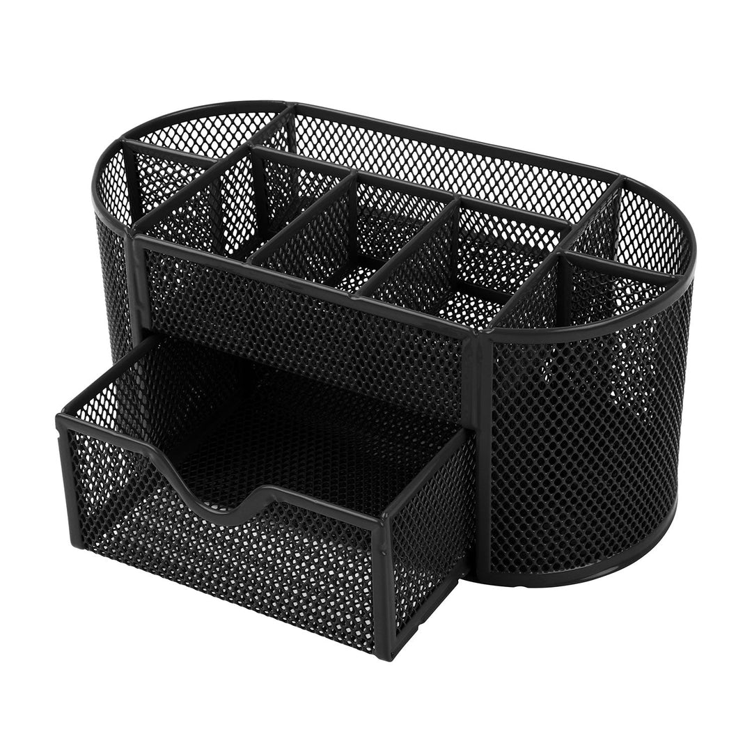 Metal Mesh Pencil Holders Desk Organizer w/9 Compartment Pen Holder Storage
