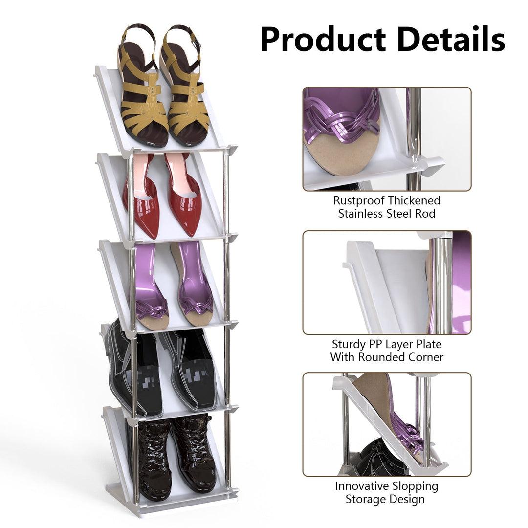 8 Tier Vertical Shoe Rack Narrow Free Standing Storage Organizer for Entryway Space-Saving Stackable Shoe Holder Corner Shoe Tower For Entryway Bedroo