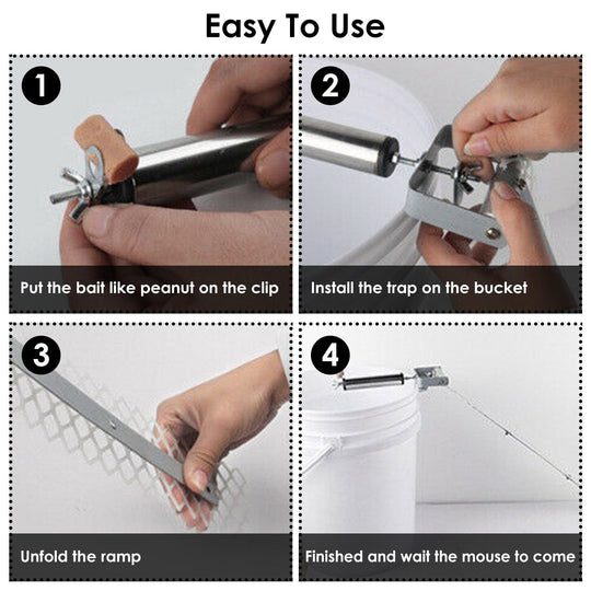 Reusable Mice Rat Mouse Killer Roll Trap Log Rolling Mouse Catcher Rodent Traps Mouse Control w/ 19.69in Mesh Ramp For Mice Rats Rodents Outdoors Indo