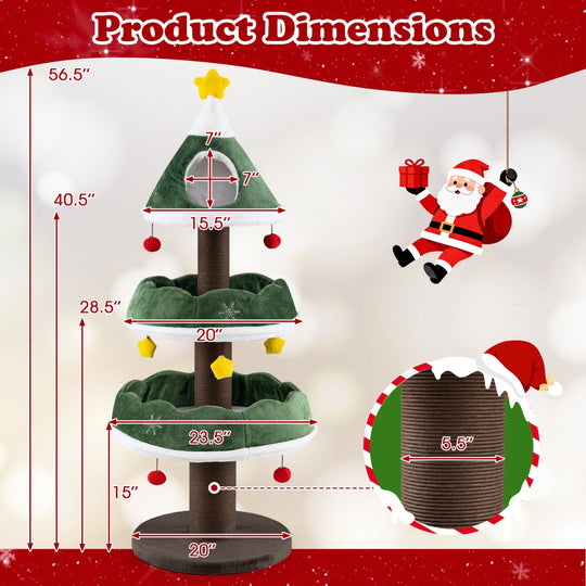 Multi-Level Cat Tree Tower 56.5" with Scratching Posts