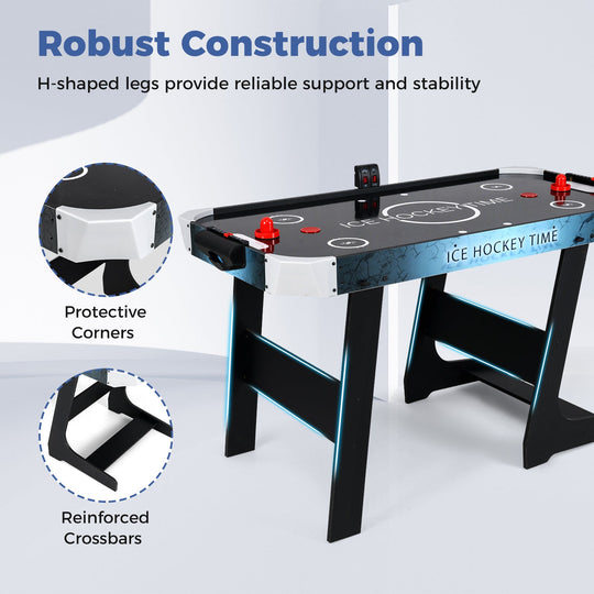 56 Inch Air Hockey Table with Powerful 12V Motor and LED Digital Scoreboard-Black