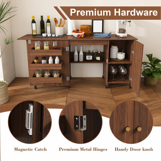 57.5" Foldable Sewing Machine Table with Storage & Casters