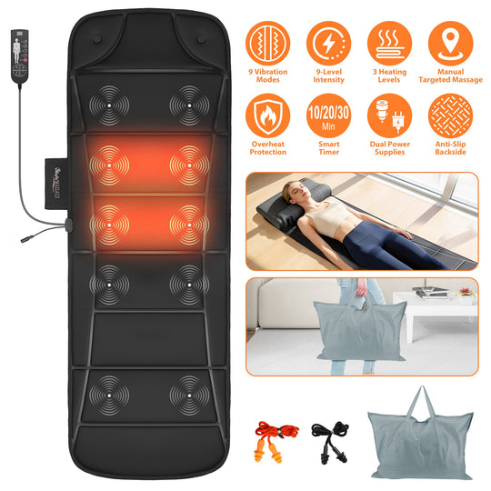 Full Body Vibration Massage Mat with Heat & 10 Motors
