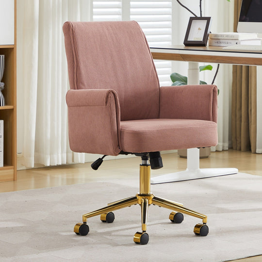 Mid-Back Velvet Office Chair with Memory Foam Cushion