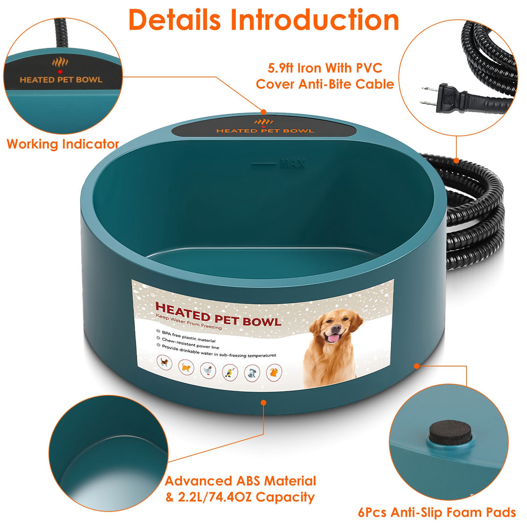 GBruno Heated Water Bowl for Dog Cat