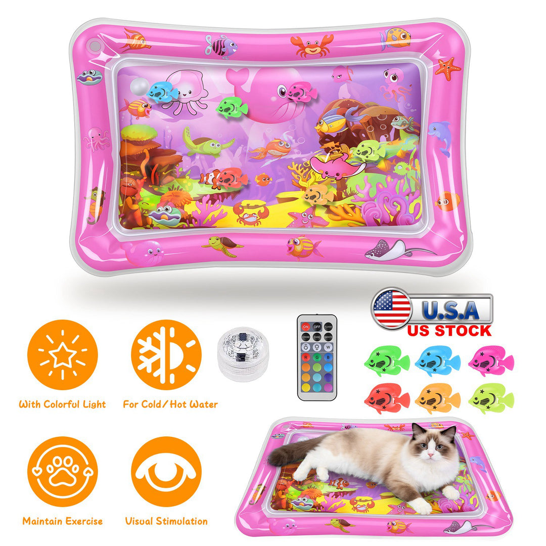 Cat Water Mat with Floating Fish & LED Lights