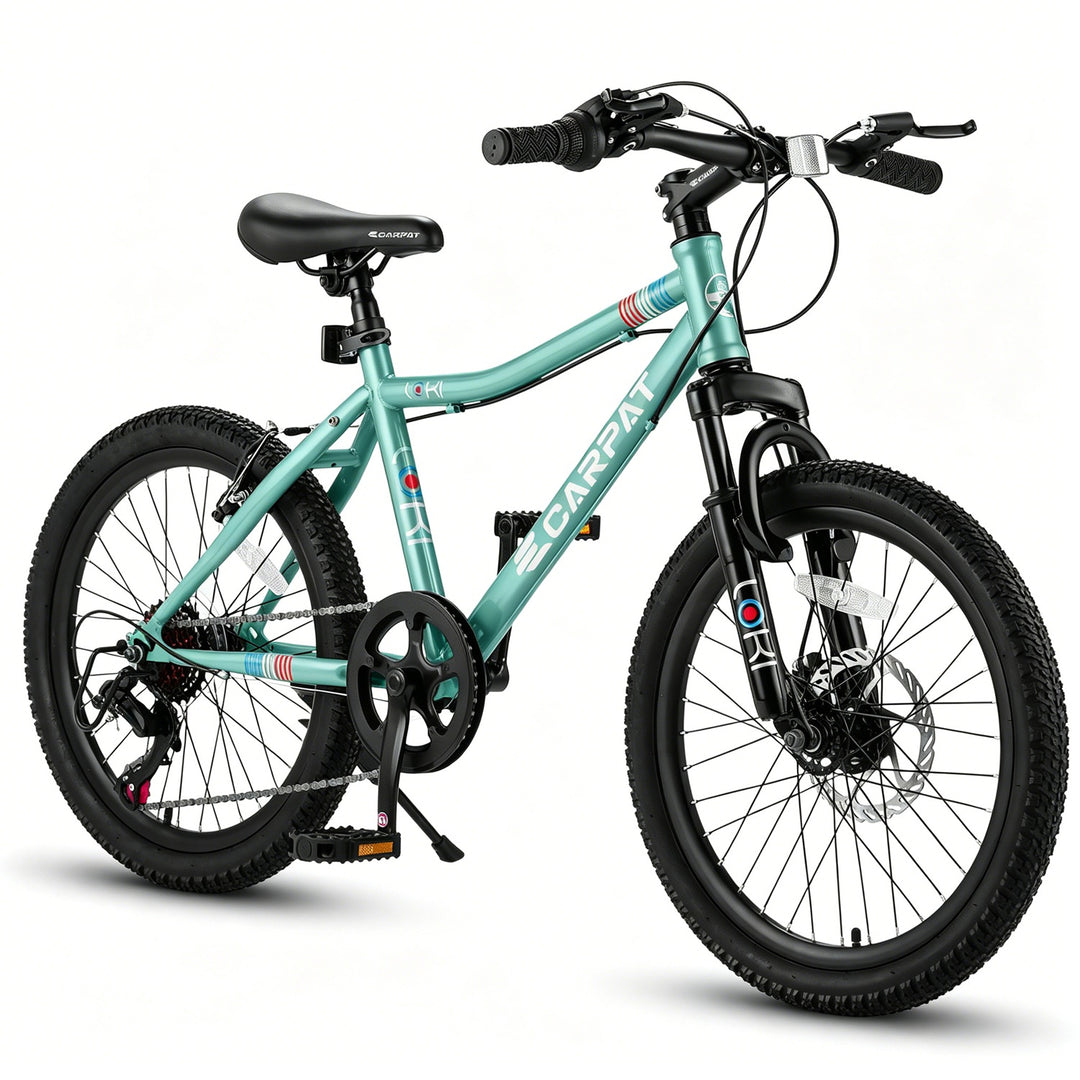 Forbidden to Sell on Temu 20 Inch Kids Mountain Bike, 7-Speed Boys Girls Bicycle with Front Suspension, Disc & V-Brake, 