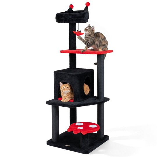 57" Gothic Cat Tower with Padded Perch and Spider Toy
