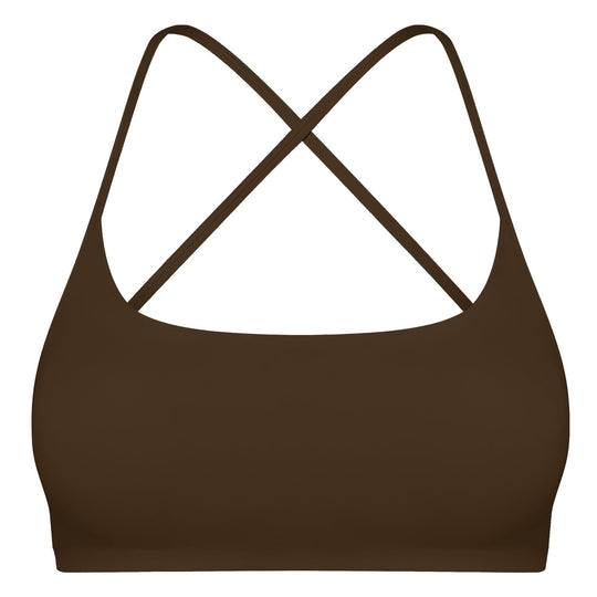 Women Cross Back Sport Bras Padded StrappyÊCrop Open Back Low Impact Bras SexyÊFitnessÊTank Tops with Removable Pads Thin Straps for Gym Yoga Workout