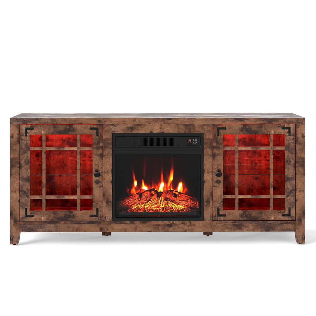 58" Fireplace TV Stand with LED Lights and 18" Electric Fireplace