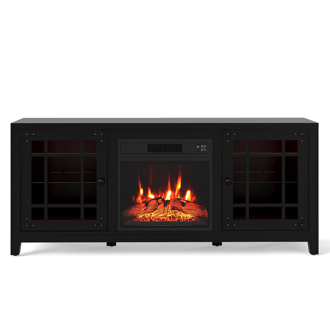 58" Fireplace TV Stand with LED Lights and 18" Electric Fireplace