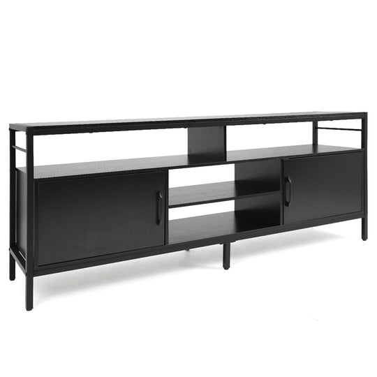 58 Inch Industrial TV Stand with Cabinets and Adjustable Shelf for TVs up to 65 Inch-Rustic Brwon