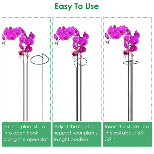 10 Packs 16in Plant Support Stakes Garden Flower Single Stem Support Stake Iron Plant Cage Support Ring For Tomatoes Orchid Lily Peony Rose Flower Ama