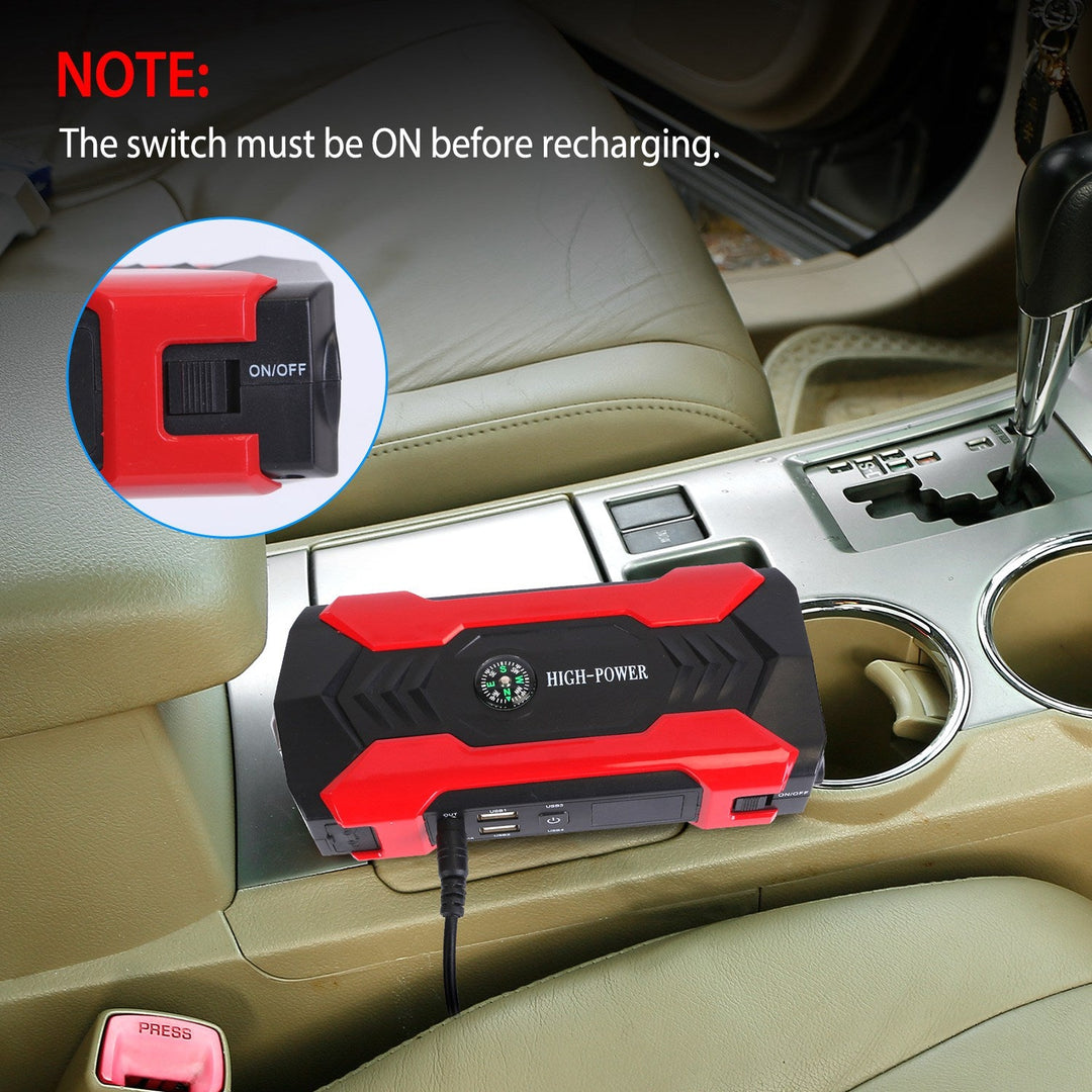 Car Jump Starter Booster 800A Peak 28000mAh 12V Battery Charger (Up to 6.0L Gas or 3.0L Diesel Engine) w/ LCD Screen 4 Modes LED Flashlight
