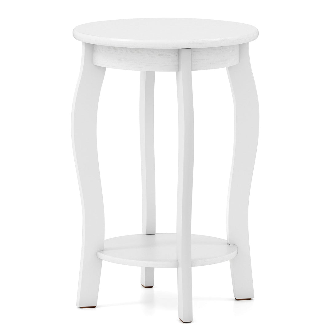 15 Inch 2-Tier Round End Table with Storage Shelf