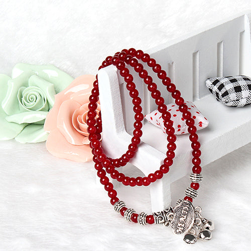 Red Agate Good Luck Beaded Bracelet