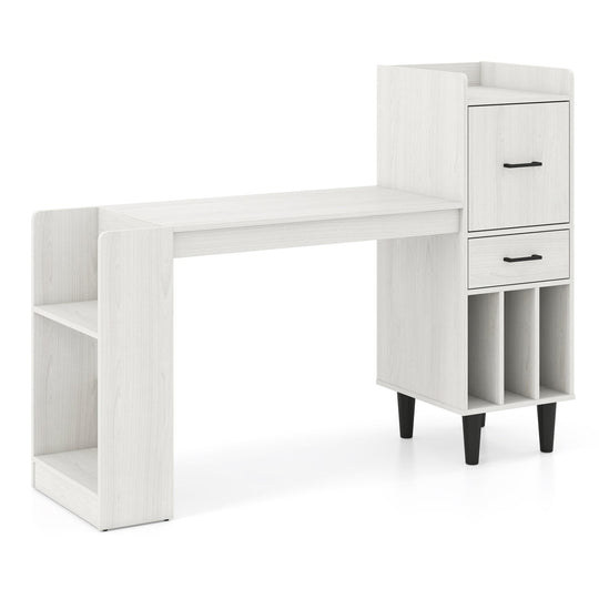 59" L-Shaped Corner Desk with Storage Shelves and Drawer
