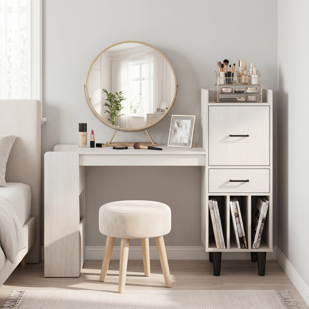59" L-Shaped Corner Desk with Storage Shelves and Drawer