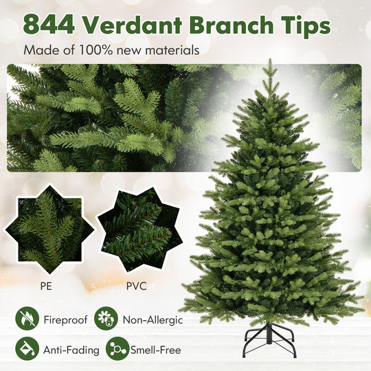 5 Feet Artificial Xmas Tree Hinged with 11 Lighting Modes and Remote Control