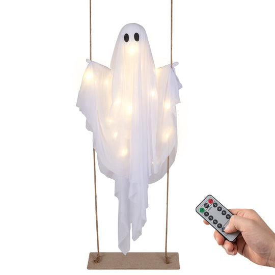 5ft Hanging Swing Ghost Decoration with LED String Lights