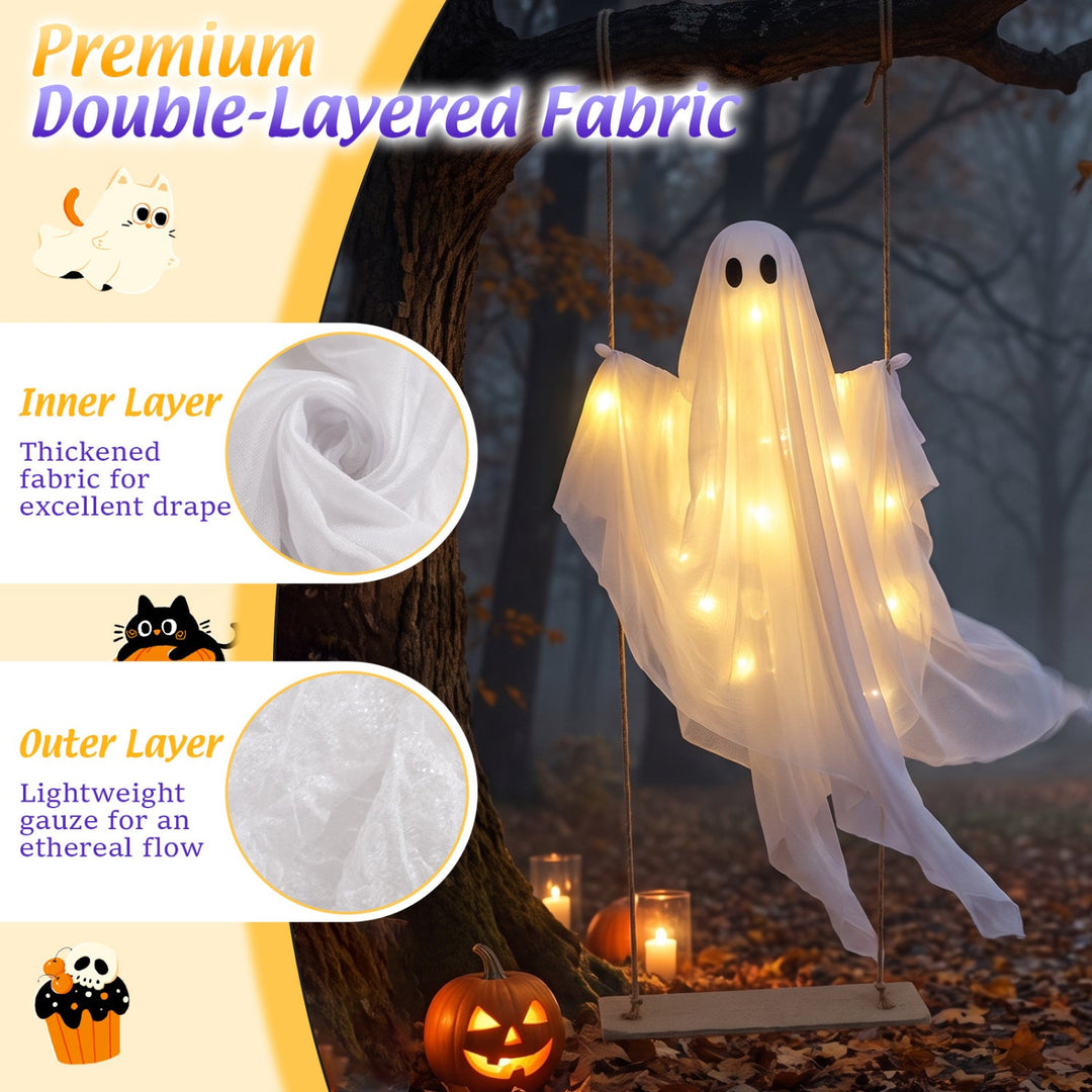 5ft Hanging Swing Ghost Decoration with LED String Lights