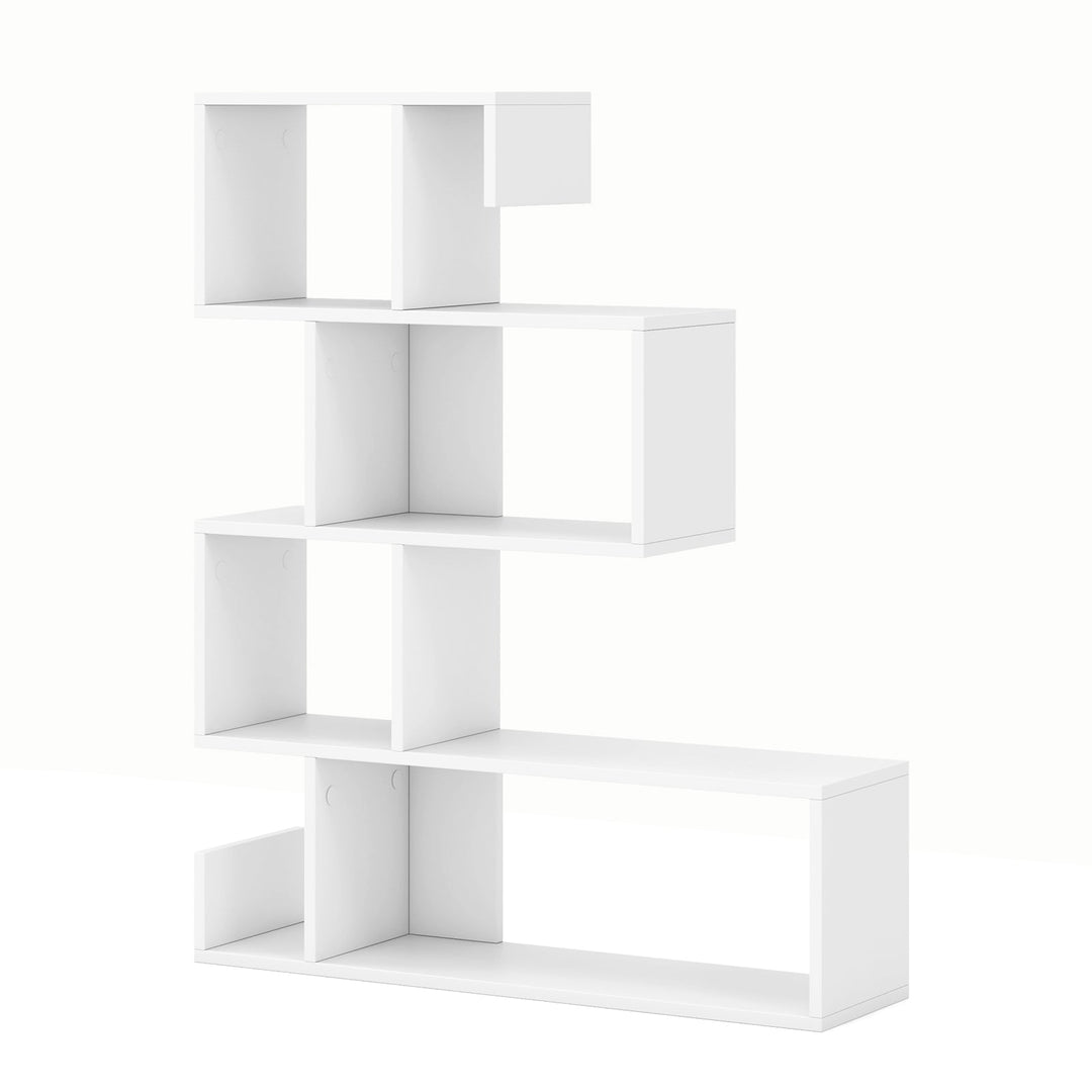 5-Tier S-Shaped Bookshelf Geometric Z-Shelf Bookcase with Open Cubes