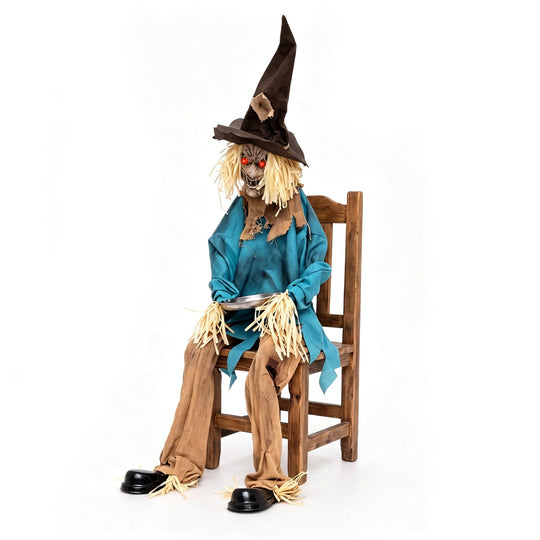 Animatronic Halloween Scarecrow Decoration 5.2 ft Moving Head