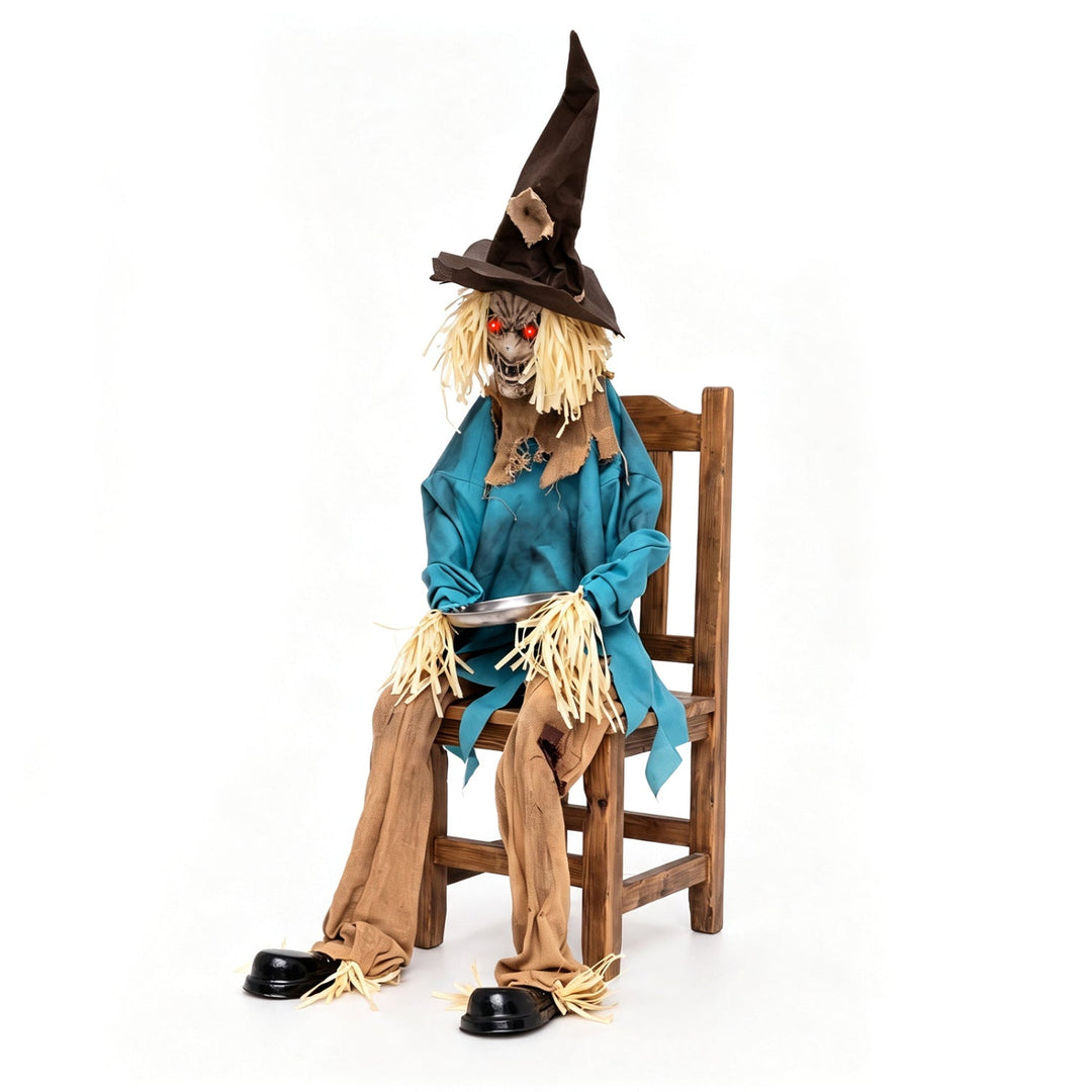 Animatronic Halloween Scarecrow Decoration 5.2 ft Moving Head