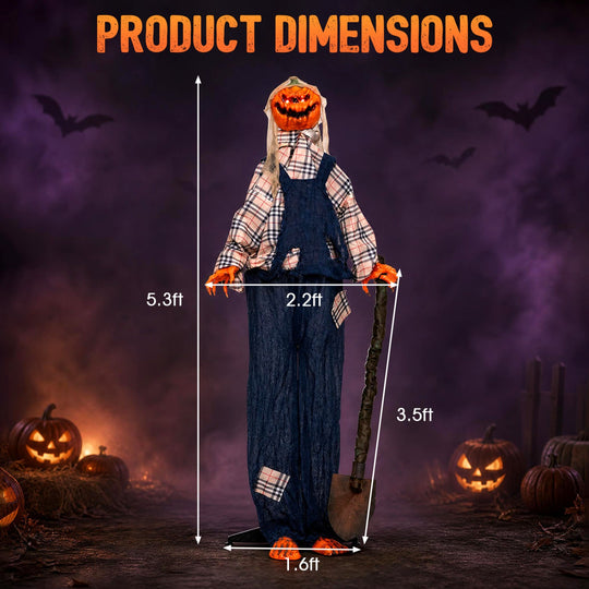 Halloween Pumpkin Man Decoration with Motion and Sound 5.3 ft