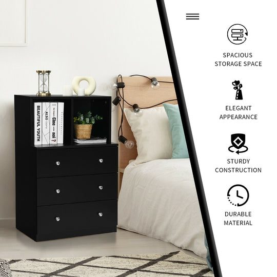 3 Drawer Dresser with Cubbies Storage Chest for Bedroom