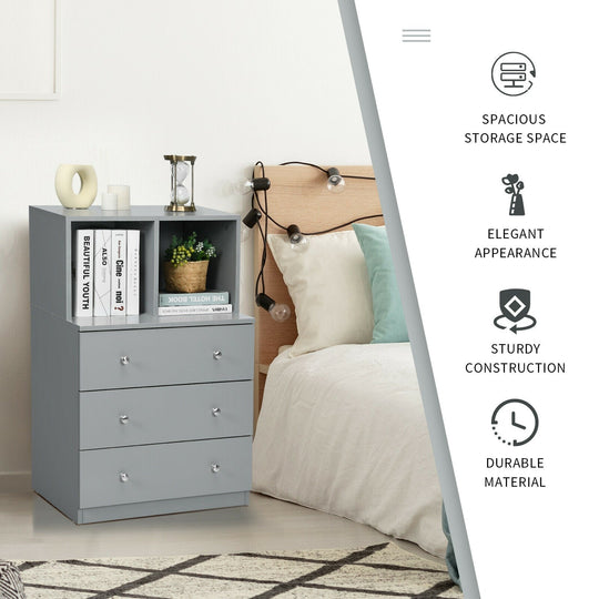 3 Drawer Dresser with Cubbies Storage Chest for Bedroom