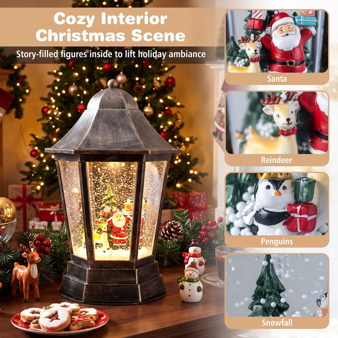 5.4 ft Musical Christmas Street Lamp with Dynamic Snowfall Effect-Black