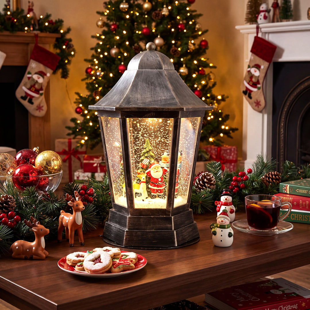 5.4 ft Musical Christmas Street Lamp with Dynamic Snowfall Effect-Black