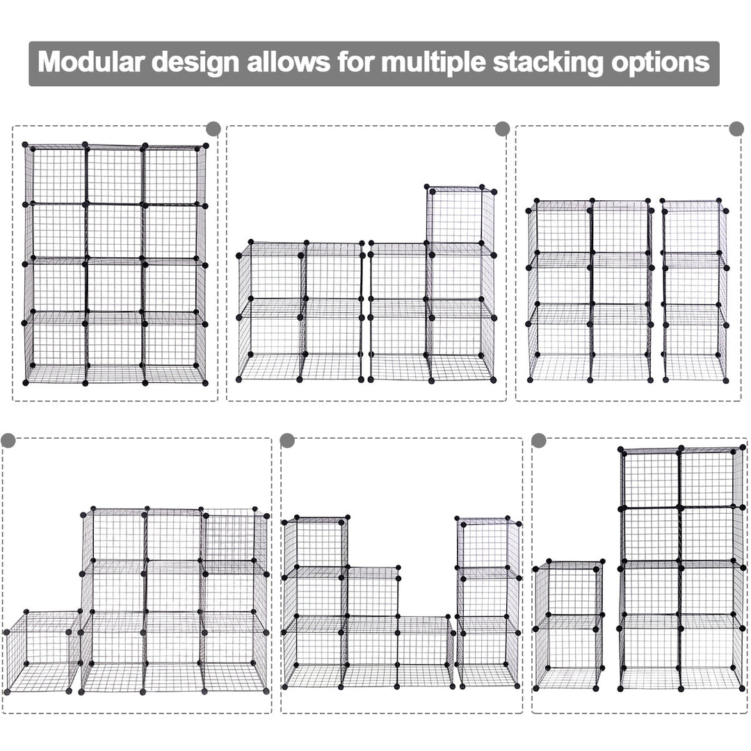 12-Cube Wire Storage Organizer 42" x 14" x 56" Metal Grid